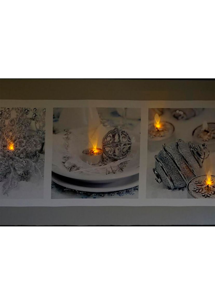LED Lighted Shimmering Silver Splendor Christmas Canvas Wall Art 11.75Inch x 27.5Inch