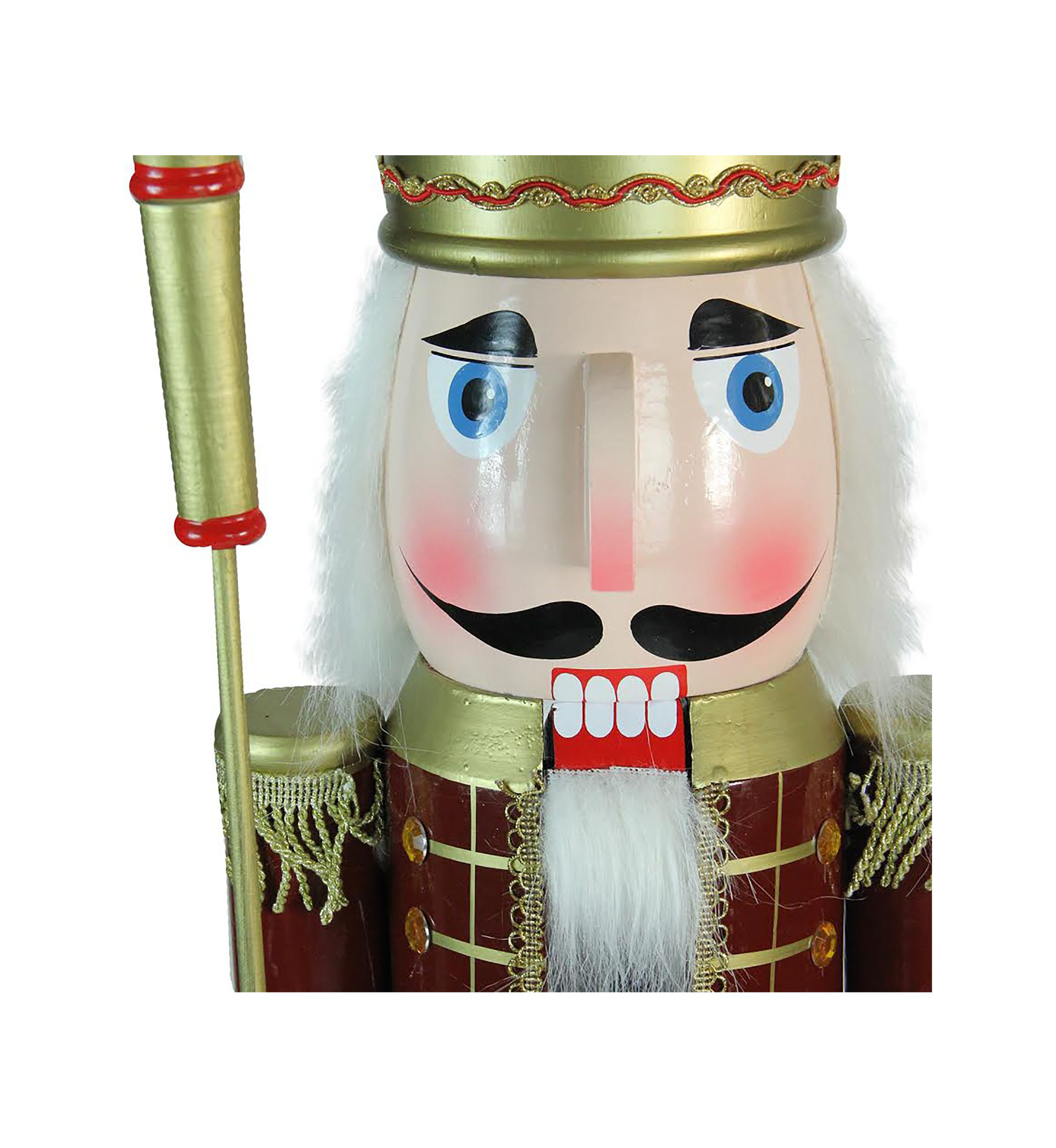 48Inch Brown and White Wooden Christmas Nutcracker King with Scepter