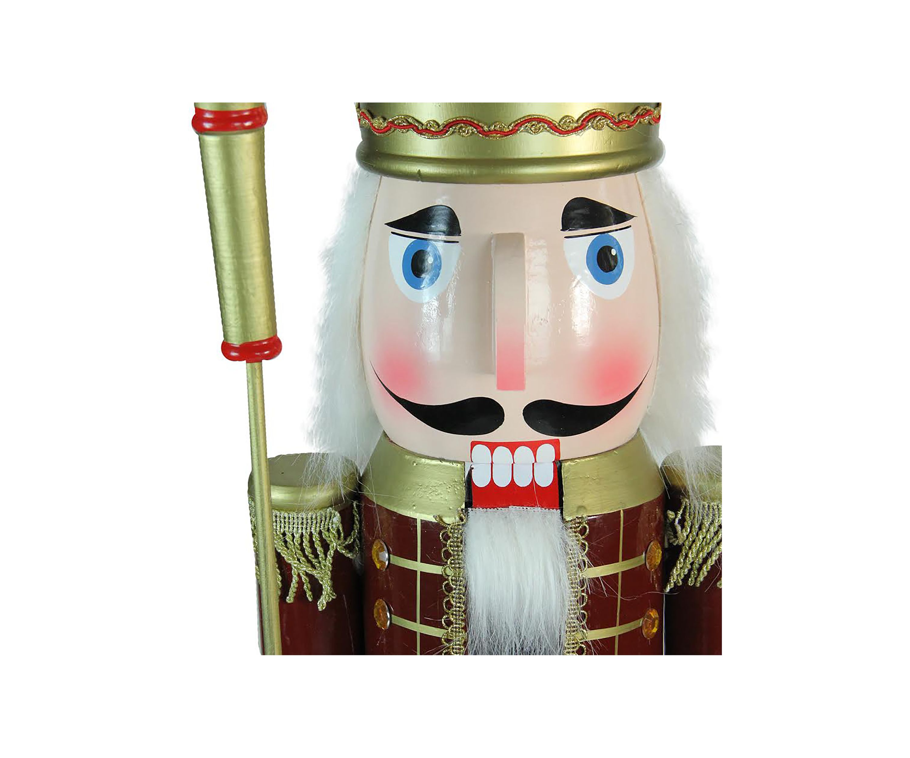 48Inch Brown and White Wooden Christmas Nutcracker King with Scepter