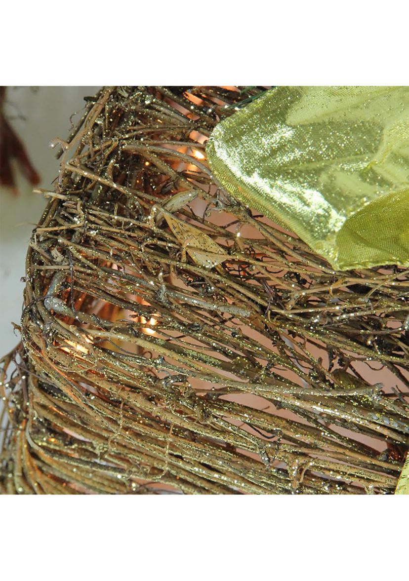 Set of 3 Brown and Green Lighted Glitter Gift Boxes Christmas Decoration 12Inch