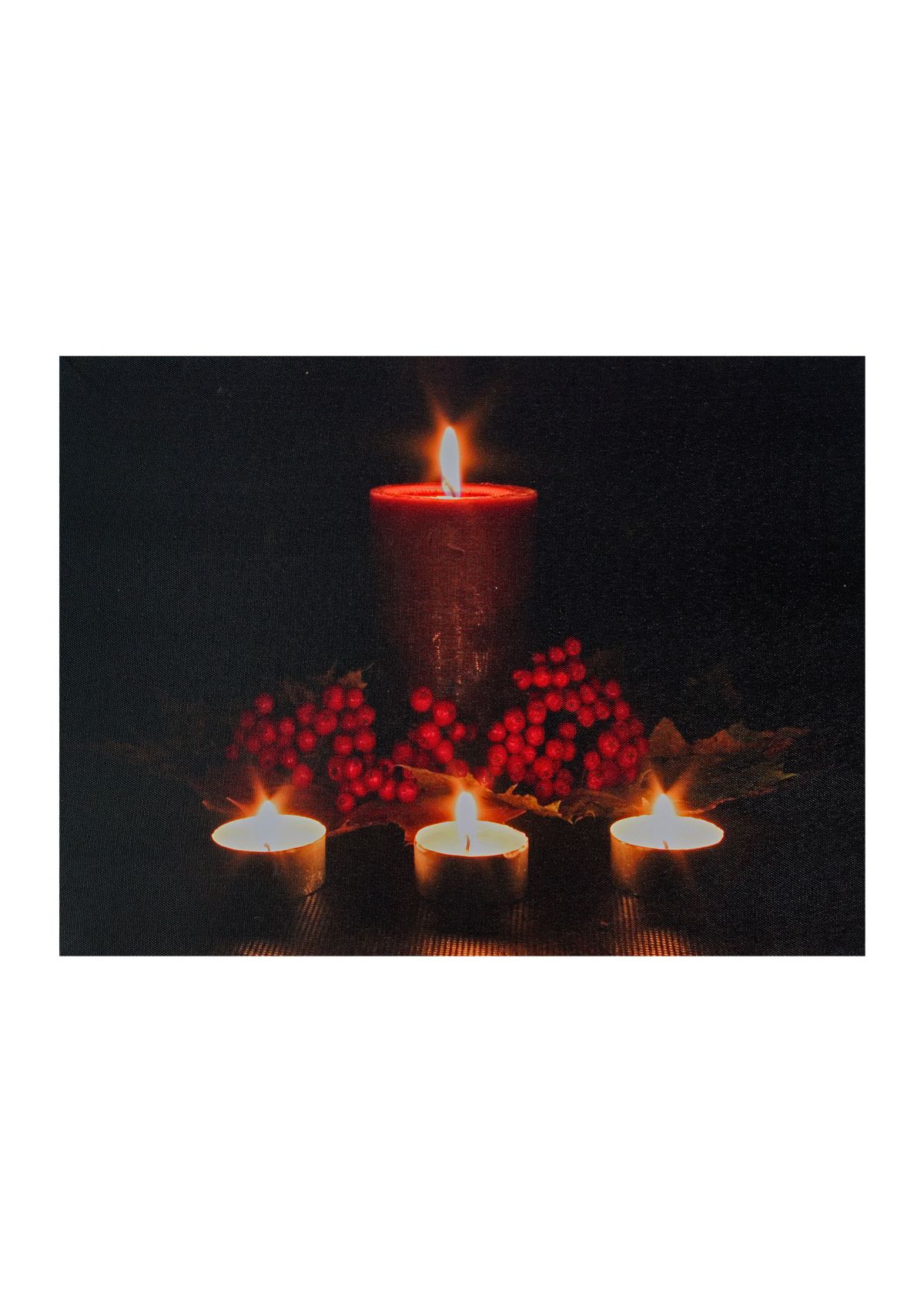 Red and Green LED Lighted Candles Christmas Canvas Wall Art 12Inch x 15.75Inch