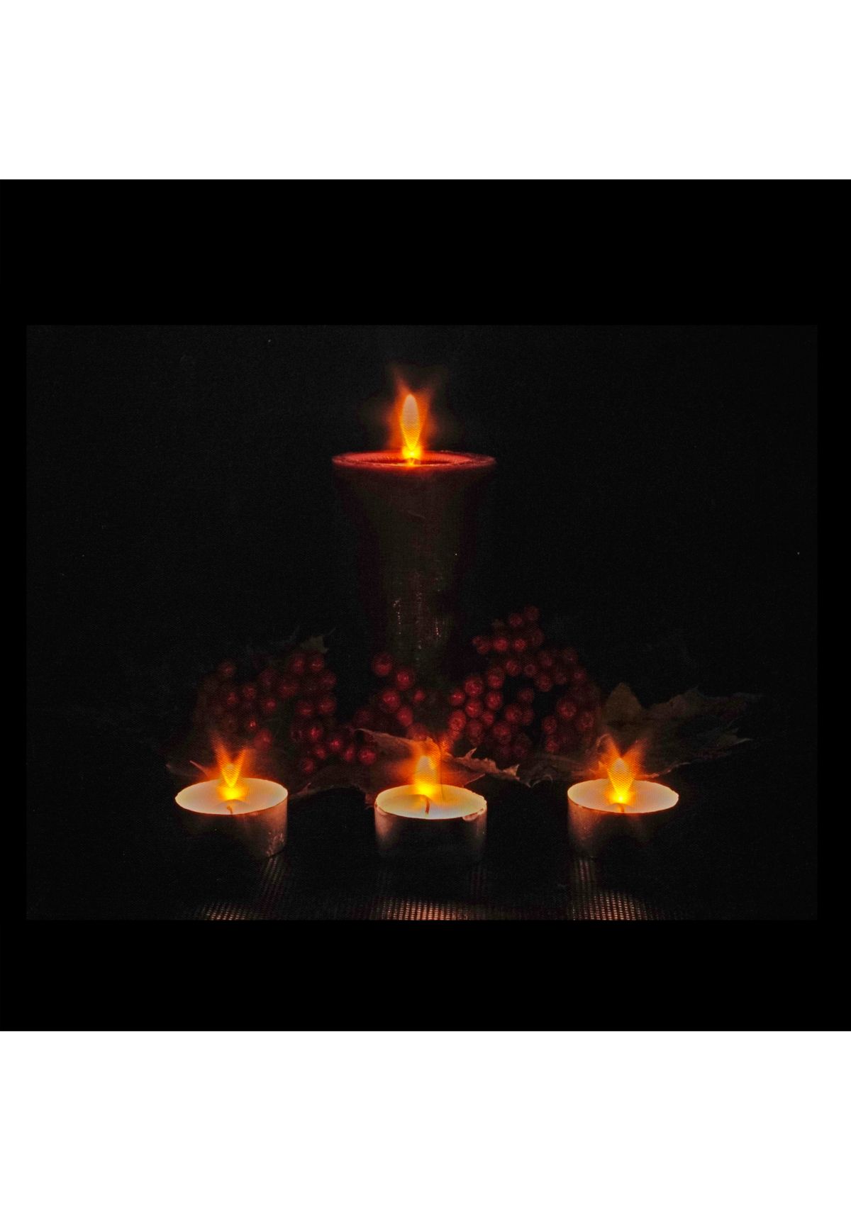 Red and Green LED Lighted Candles Christmas Canvas Wall Art 12Inch x 15.75Inch