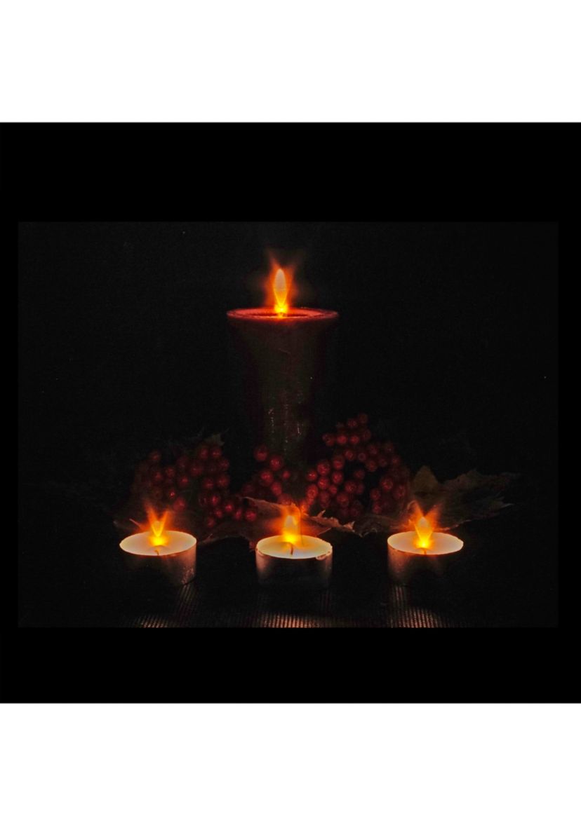 Red and Green LED Lighted Candles Christmas Canvas Wall Art 12Inch x 15.75Inch
