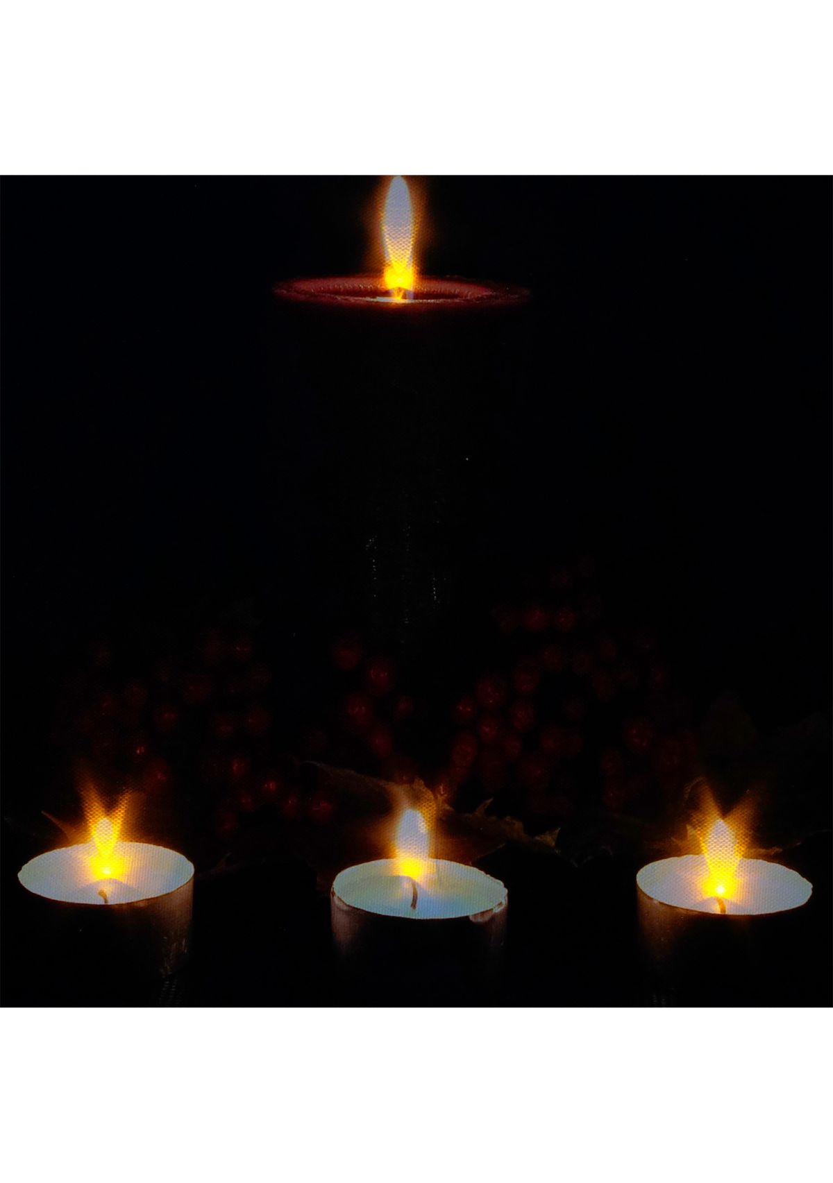 Red and Green LED Lighted Candles Christmas Canvas Wall Art 12Inch x 15.75Inch