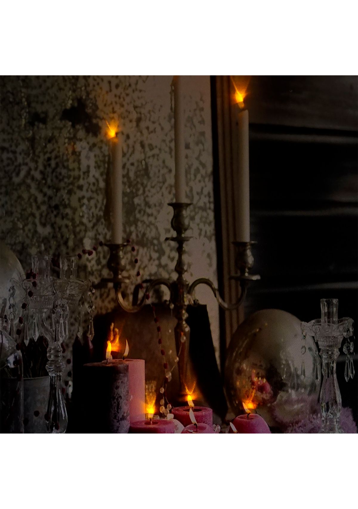 LED Lighted Regal Romance Candleabra Christmas Canvas Wall Art 15.75Inch x 12Inch