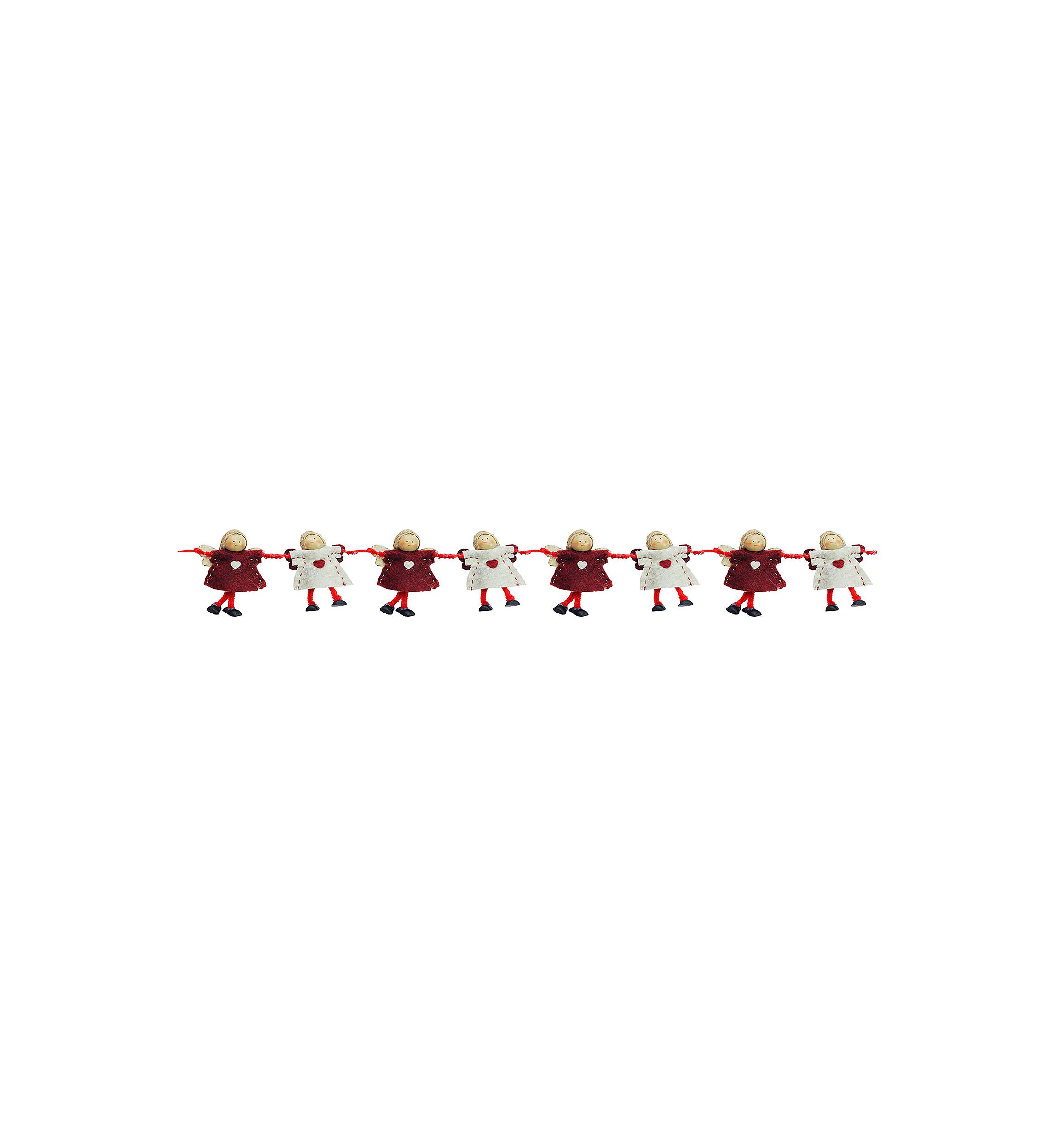 4Inch x 26Inch Red and Beige Angel Dolls Christmas Garland - Unlit