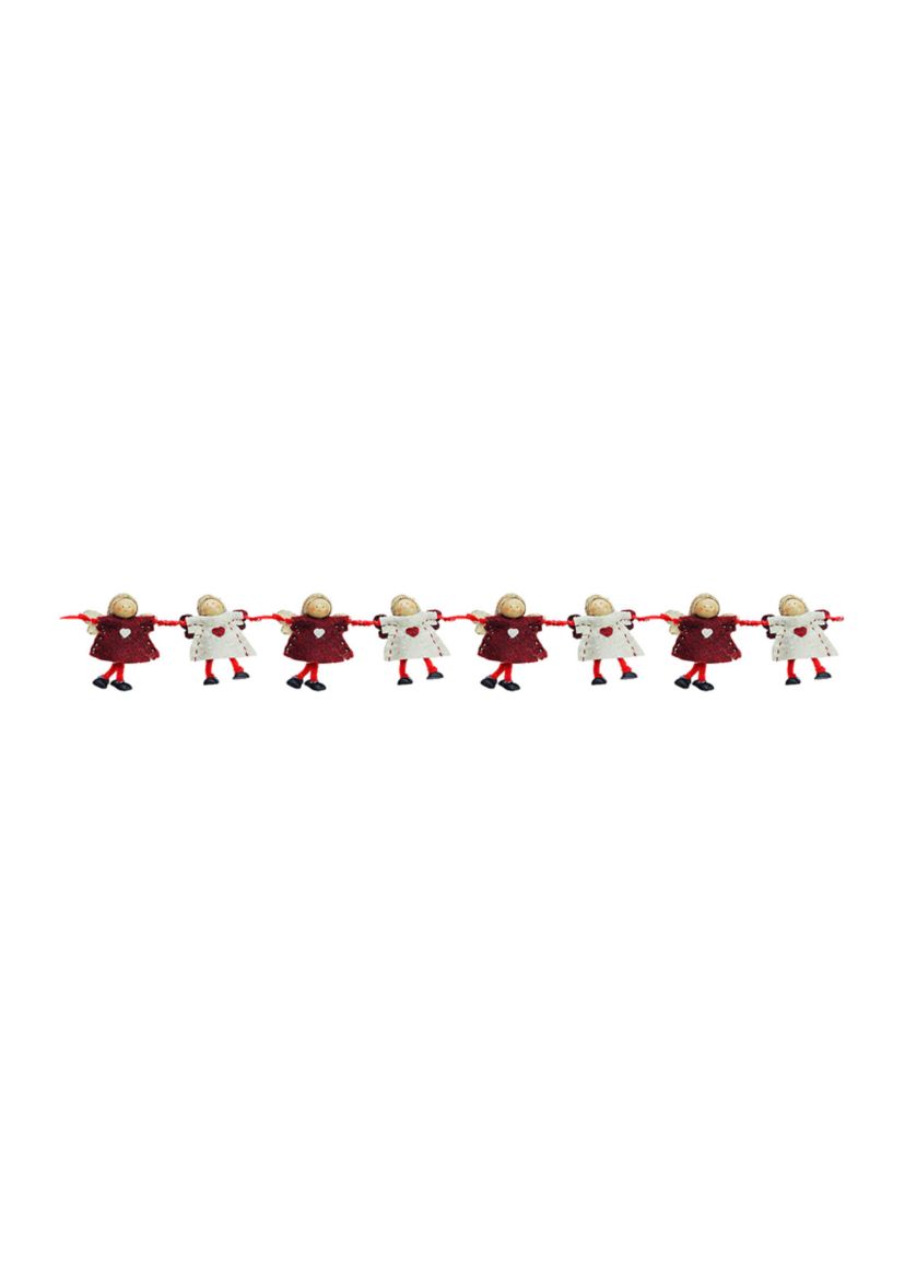 4Inch x 26Inch Red and Beige Angel Dolls Christmas Garland - Unlit