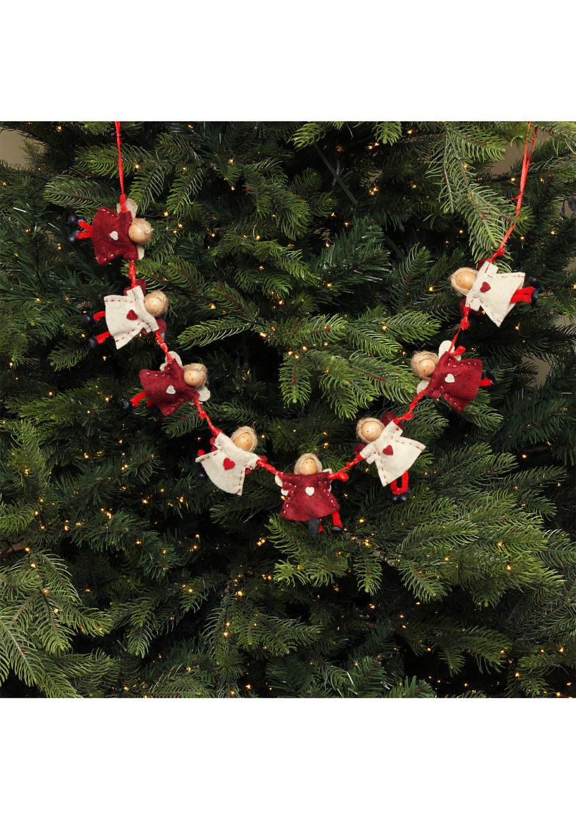 4Inch x 26Inch Red and Beige Angel Dolls Christmas Garland - Unlit