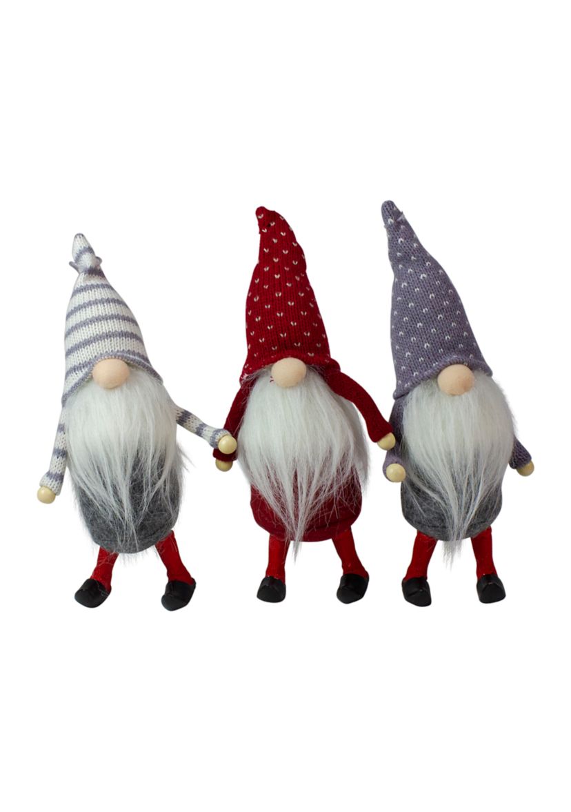 Set of 3 Standing Gnome Christmas Ornaments 10Inch