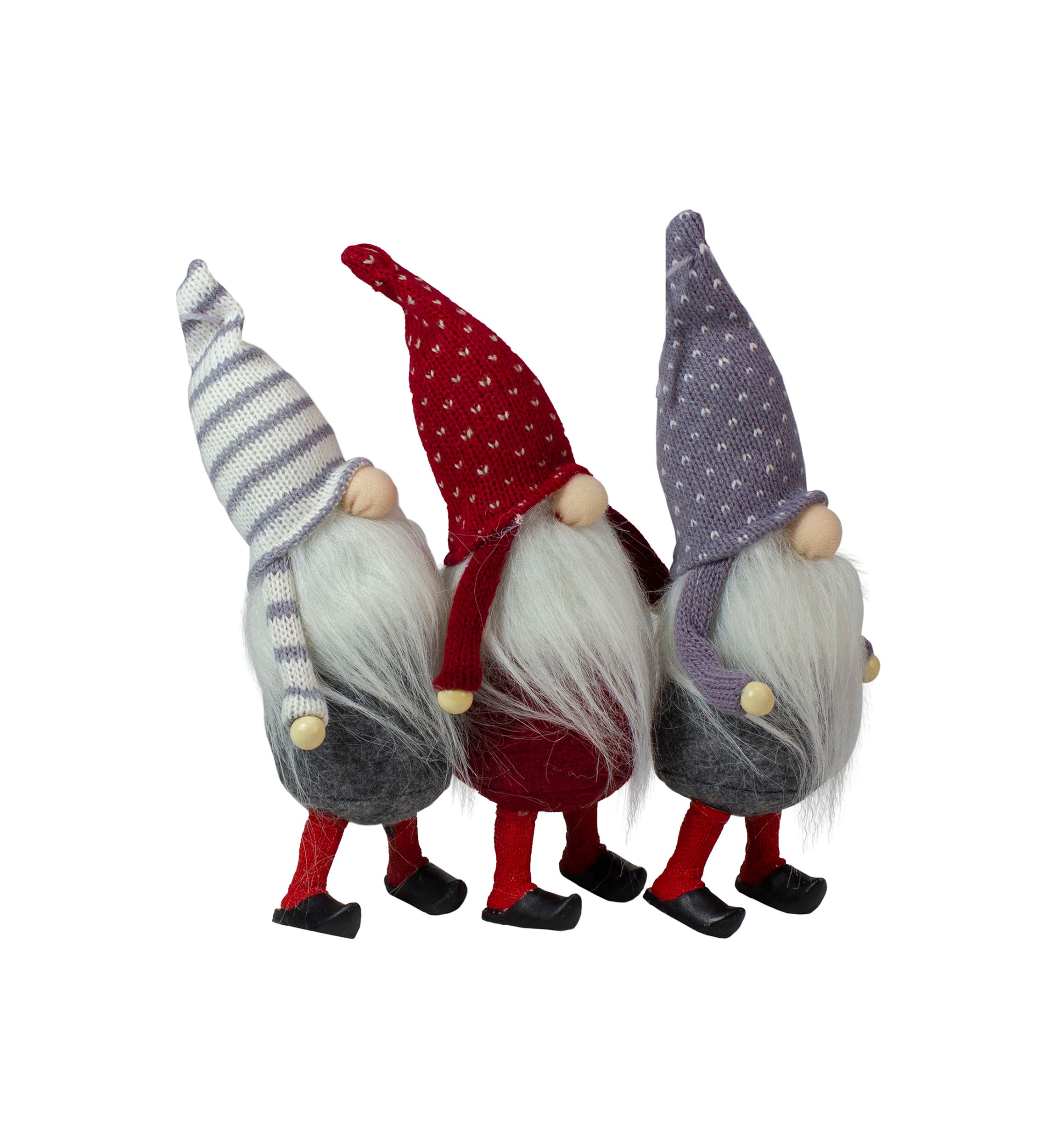 Set of 3 Standing Gnome Christmas Ornaments 10Inch