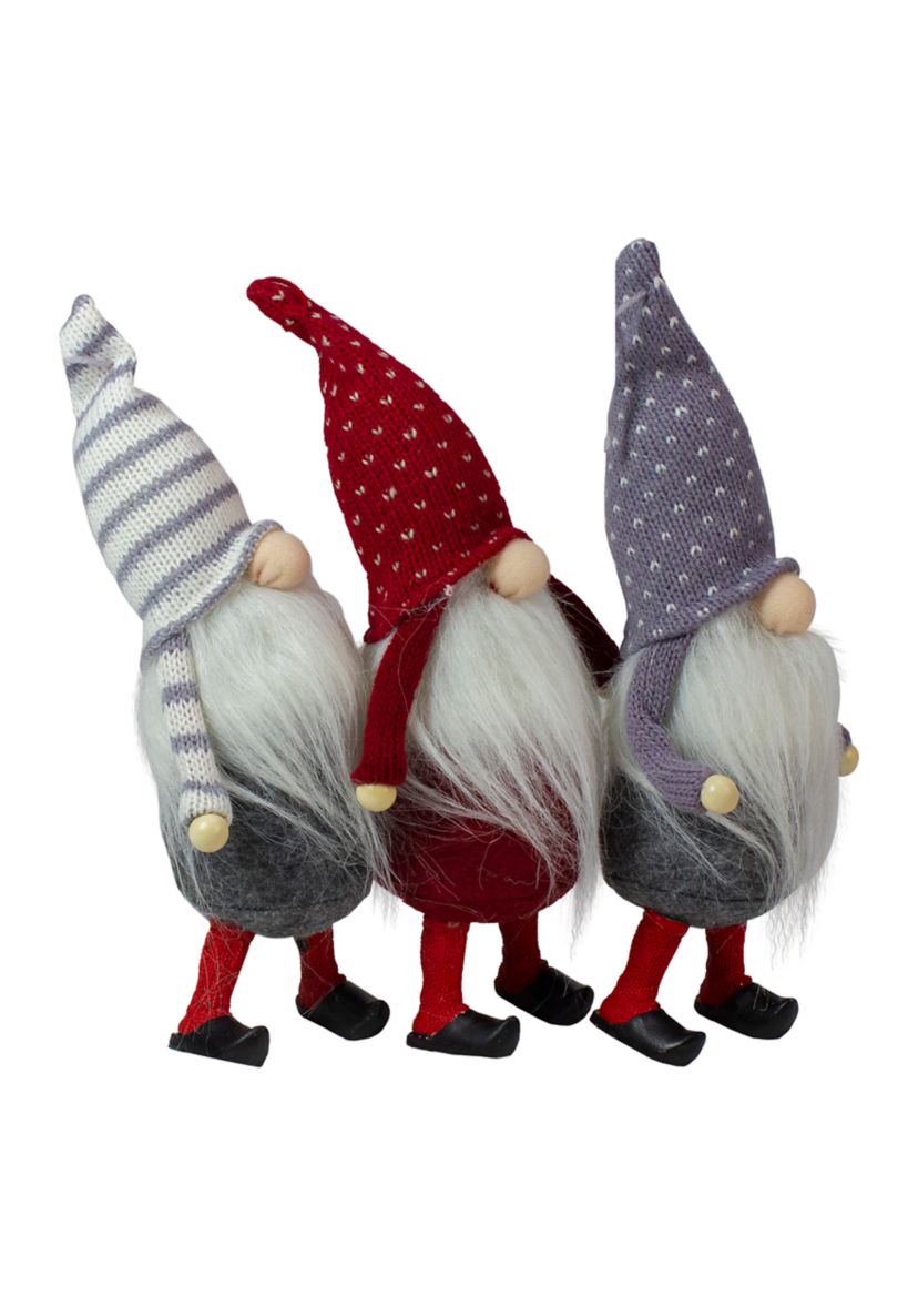 Set of 3 Standing Gnome Christmas Ornaments 10Inch