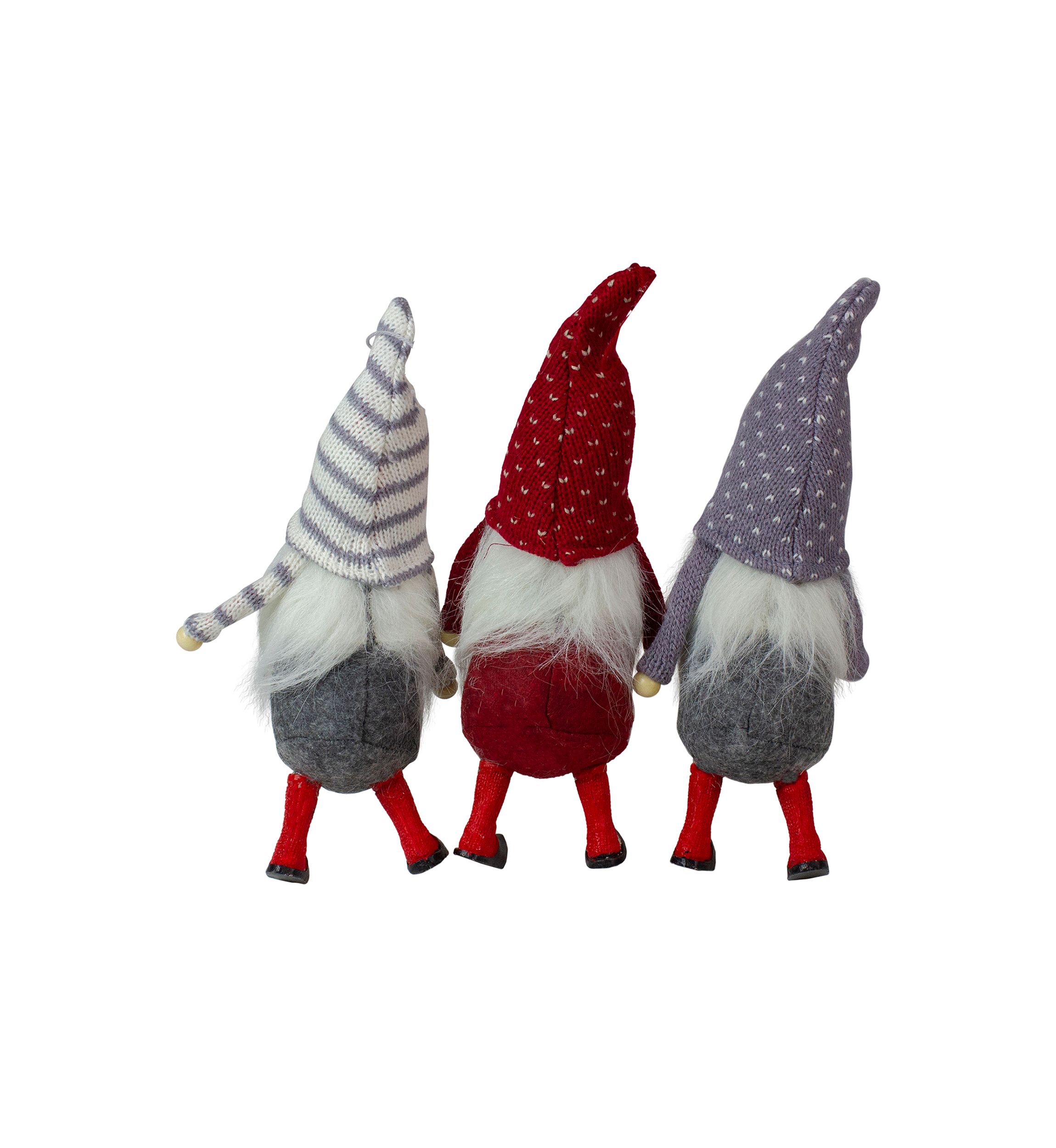 Set of 3 Standing Gnome Christmas Ornaments 10Inch