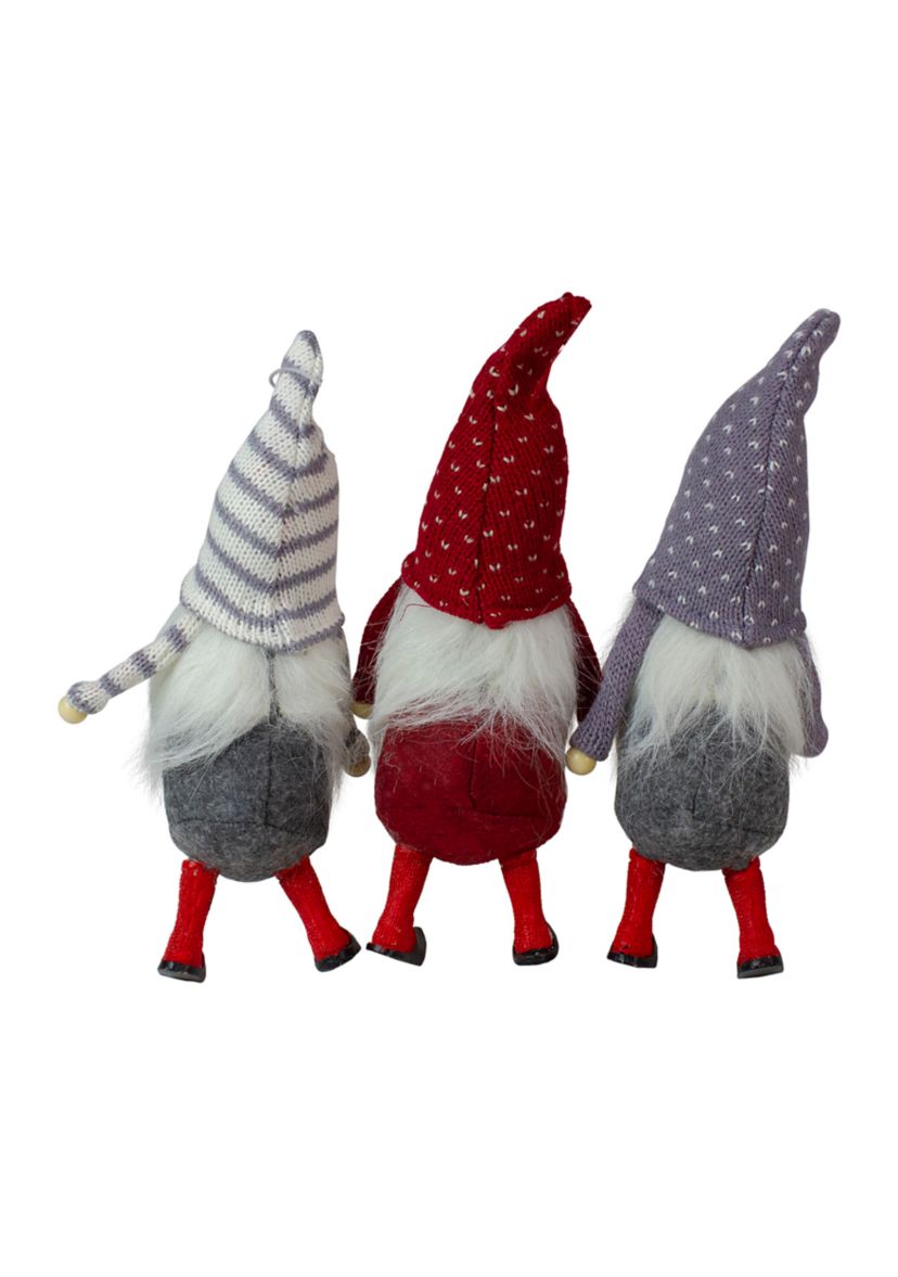 Set of 3 Standing Gnome Christmas Ornaments 10Inch