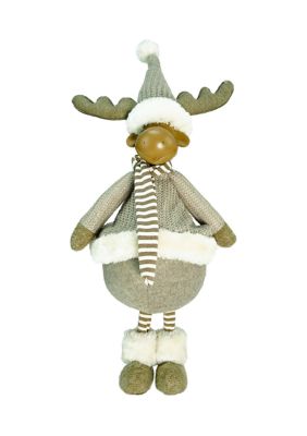 24.75 Inch Gray and Beige Standing Moose Christmas Table Top Figure