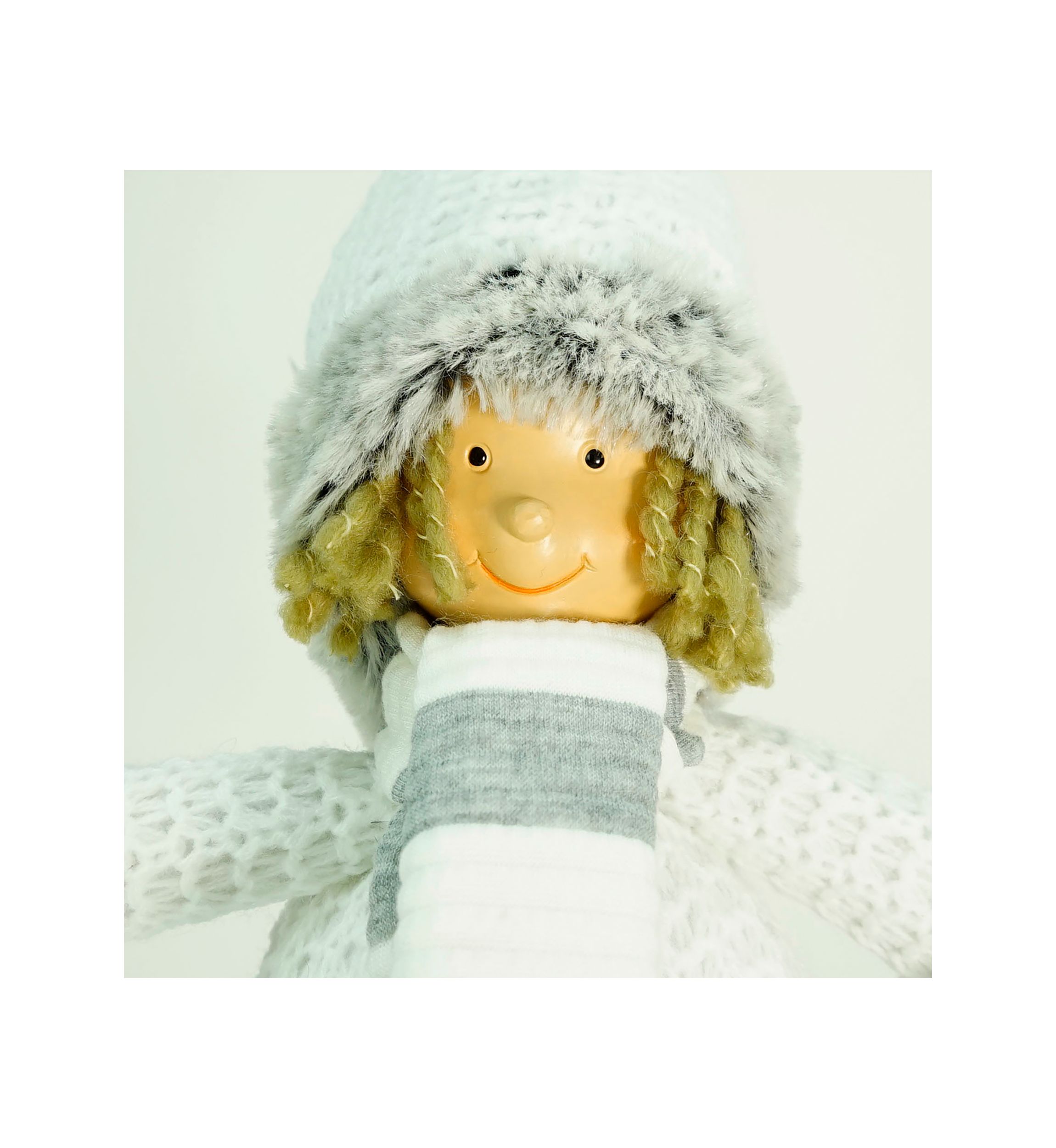 13Inch Gray and White Wintry Boy Christmas Tabletop Figurine