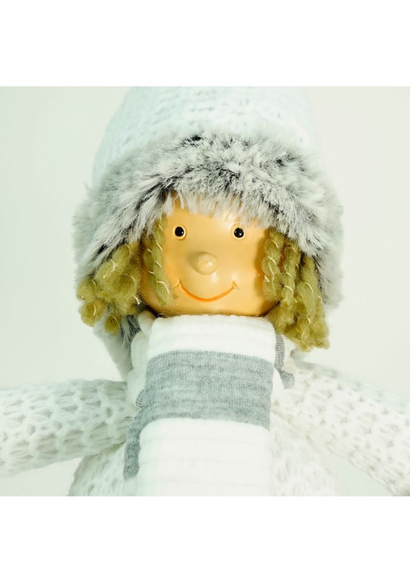 13Inch Gray and White Wintry Boy Christmas Tabletop Figurine