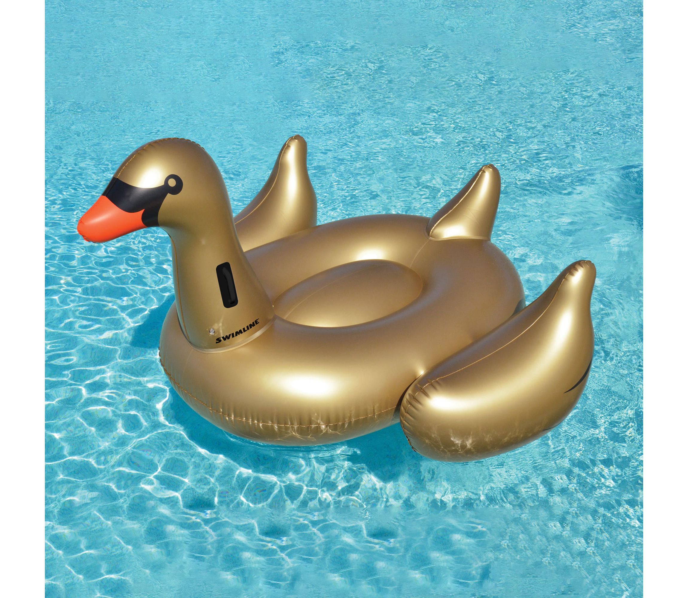 Inflatable Gold Giant Swan Swimming Pool Ride-On Float  75-Inch