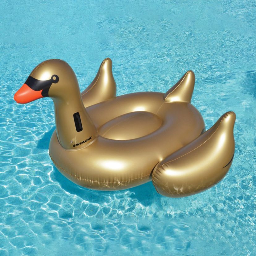 Inflatable Gold Giant Swan Swimming Pool Ride-On Float  75-Inch