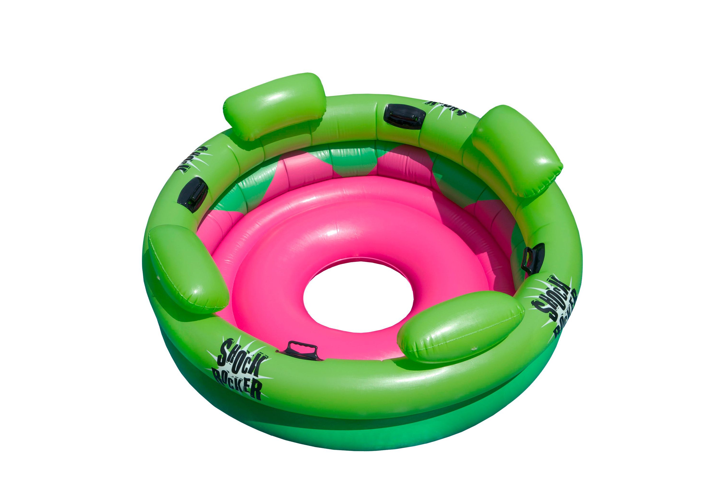 75" Bright Green and Pink Inflatable Shock Rocker Swimming Pool Float Toy