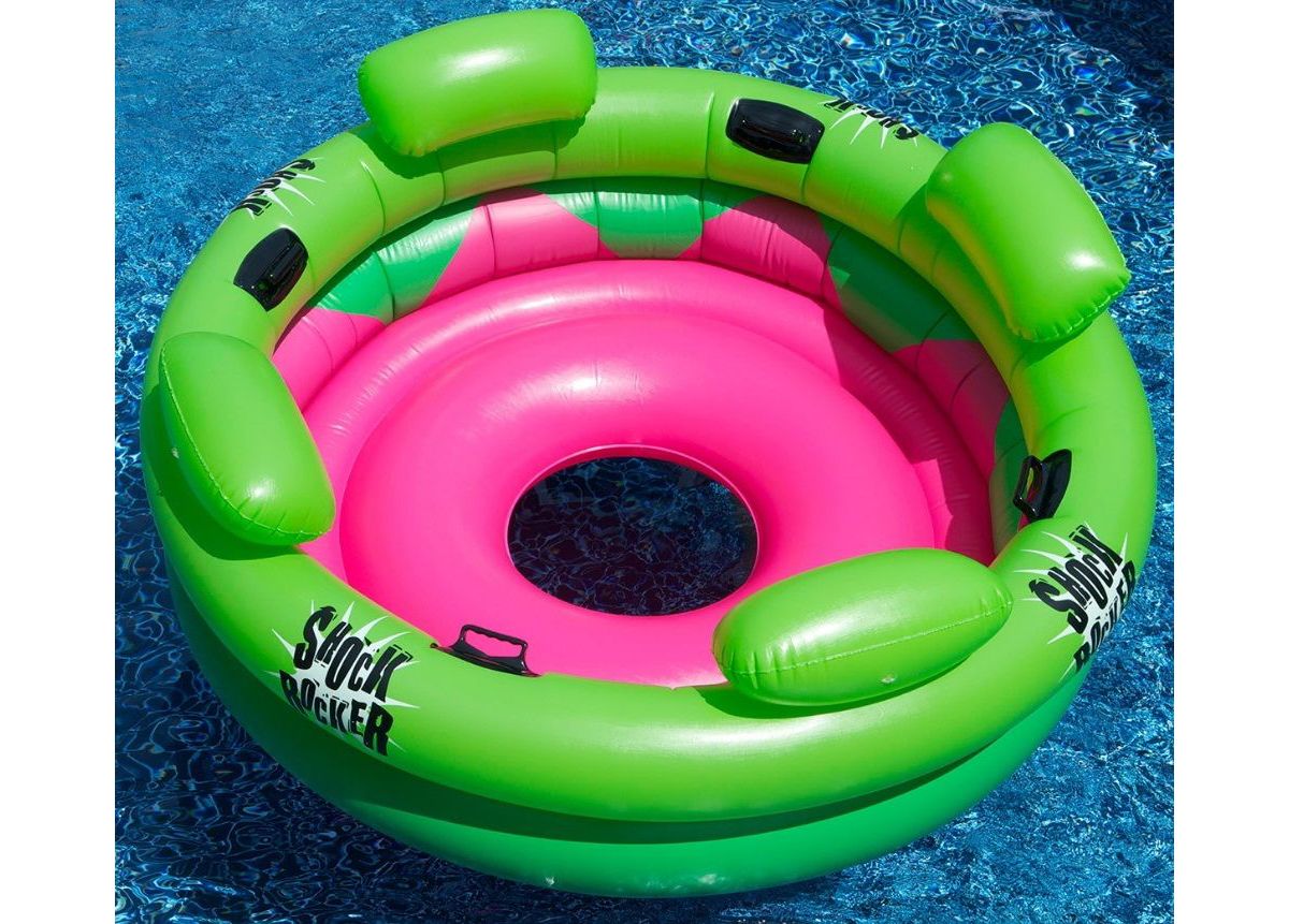 75" Bright Green and Pink Inflatable Shock Rocker Swimming Pool Float Toy