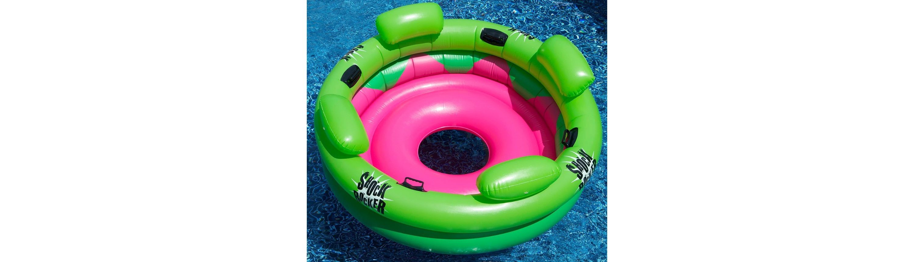 75" Bright Green and Pink Inflatable Shock Rocker Swimming Pool Float Toy