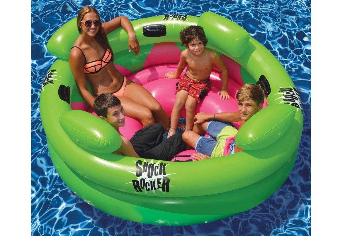 75" Bright Green and Pink Inflatable Shock Rocker Swimming Pool Float Toy
