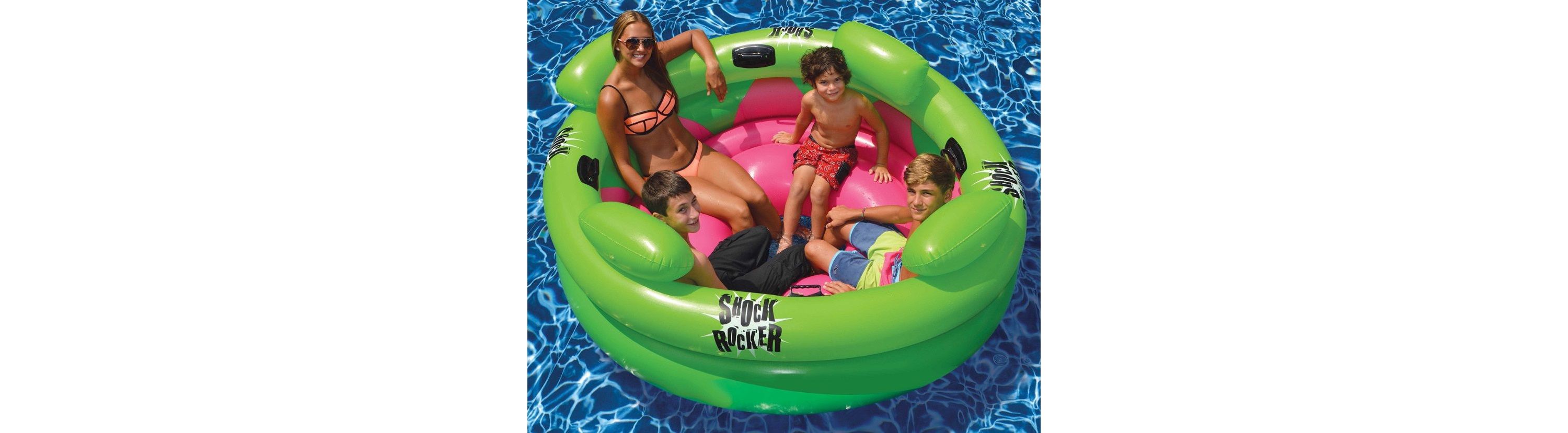 75" Bright Green and Pink Inflatable Shock Rocker Swimming Pool Float Toy