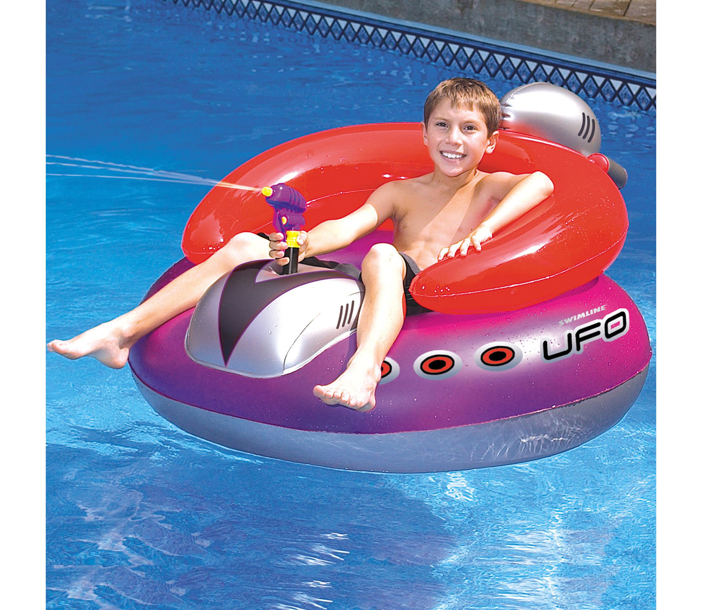 45" Water Sports Inflatable UFO Squirter Spaceship Ride-On Swimming Pool Float