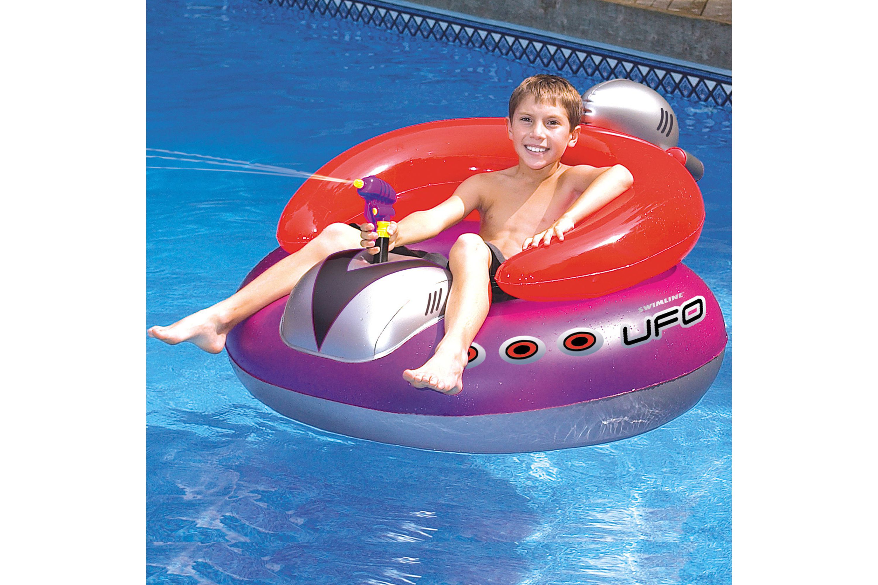 45" Water Sports Inflatable UFO Squirter Spaceship Ride-On Swimming Pool Float
