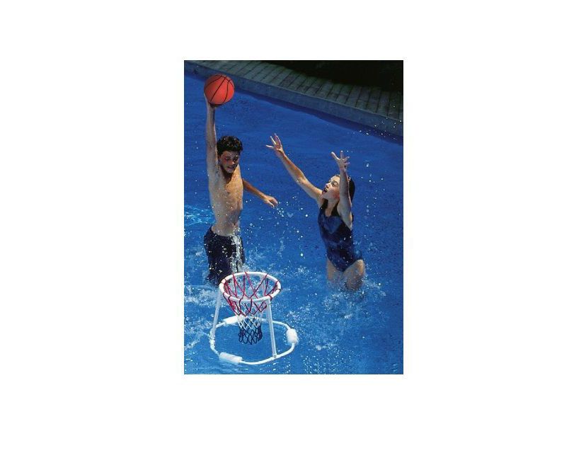 24" Red  White and Blue Water Sports Swimming Pool Floating Basketball Game