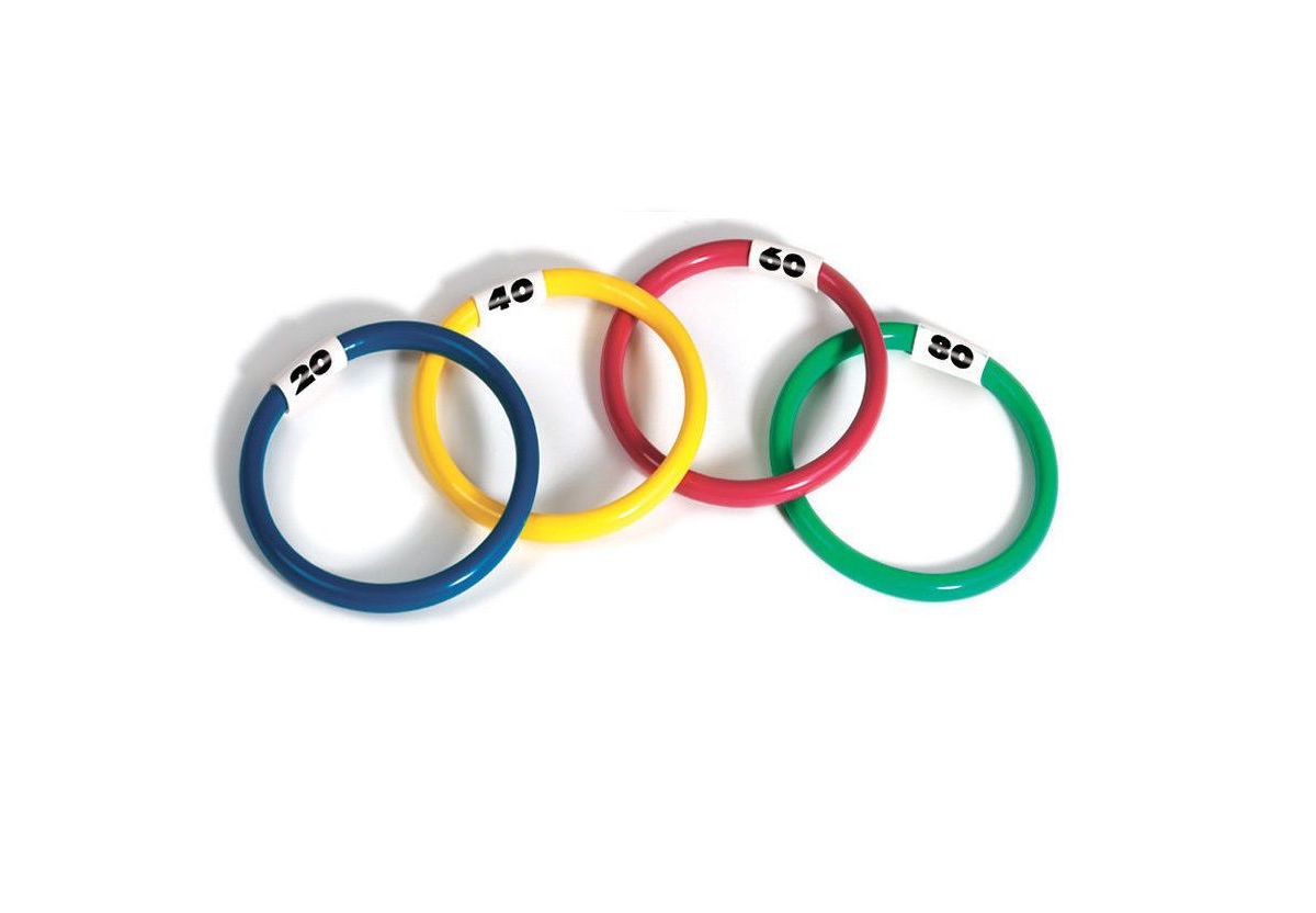 Set of 4 Vibrantly Colored Dive Ring Swimming Pool Toys 5.75"
