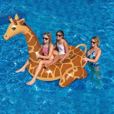Inflatable Brown Giant Giraffe Swimming Pool Ride-On Lounger  96-Inch