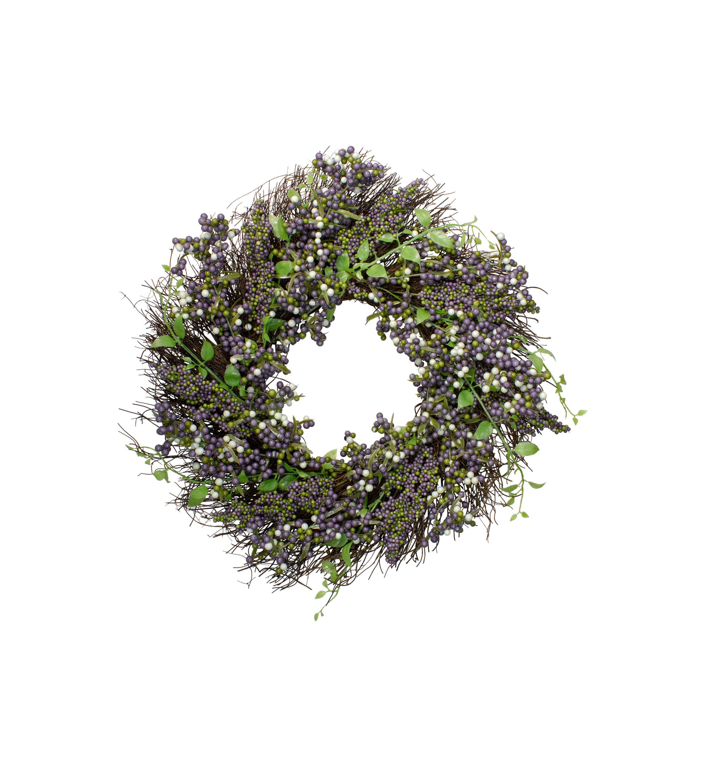 Purple Mini Berry Artificial Thanksgiving Wreath  22- inch Unlit