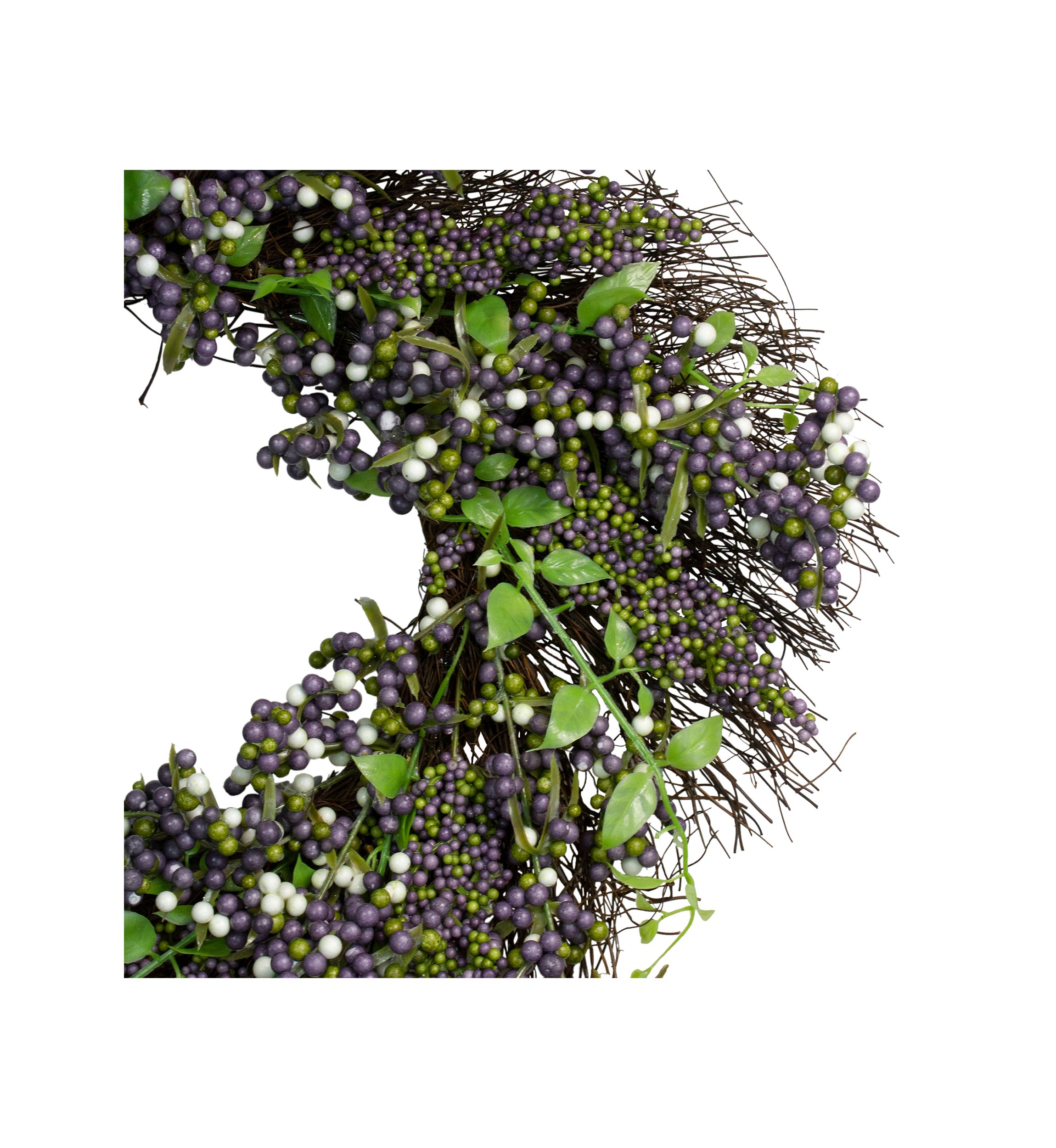 Purple Mini Berry Artificial Thanksgiving Wreath  22- inch Unlit