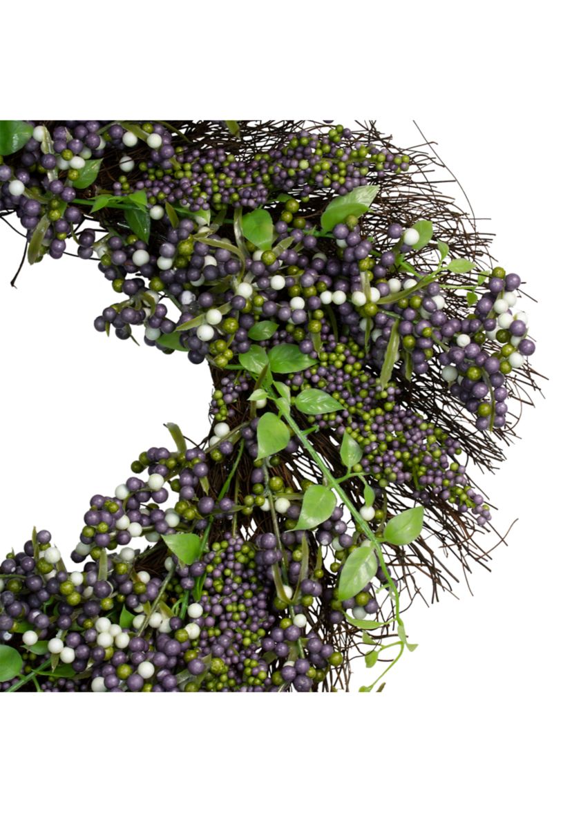 Purple Mini Berry Artificial Thanksgiving Wreath  22- inch Unlit