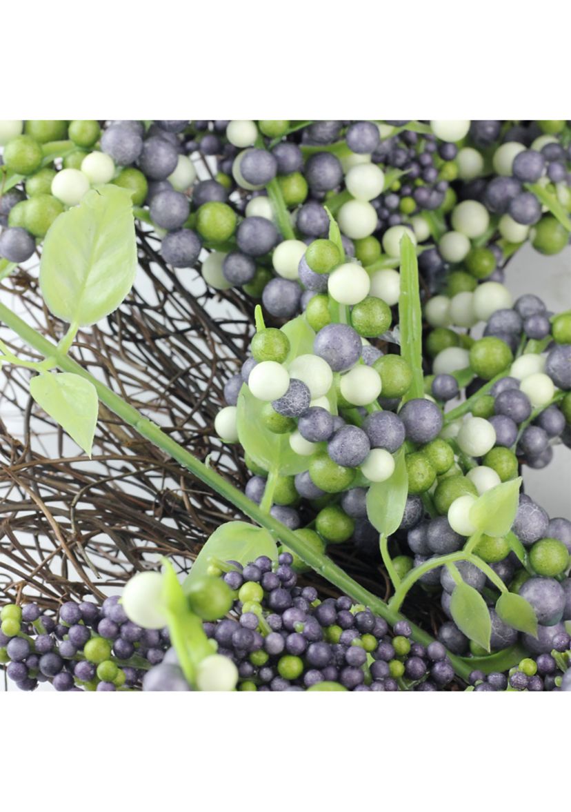 Purple Mini Berry Artificial Thanksgiving Wreath  22- inch Unlit