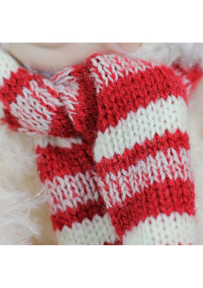 5.75Inch White and Red Baby in Polar Bear Costume with Santa Hat Collectible Christmas Doll