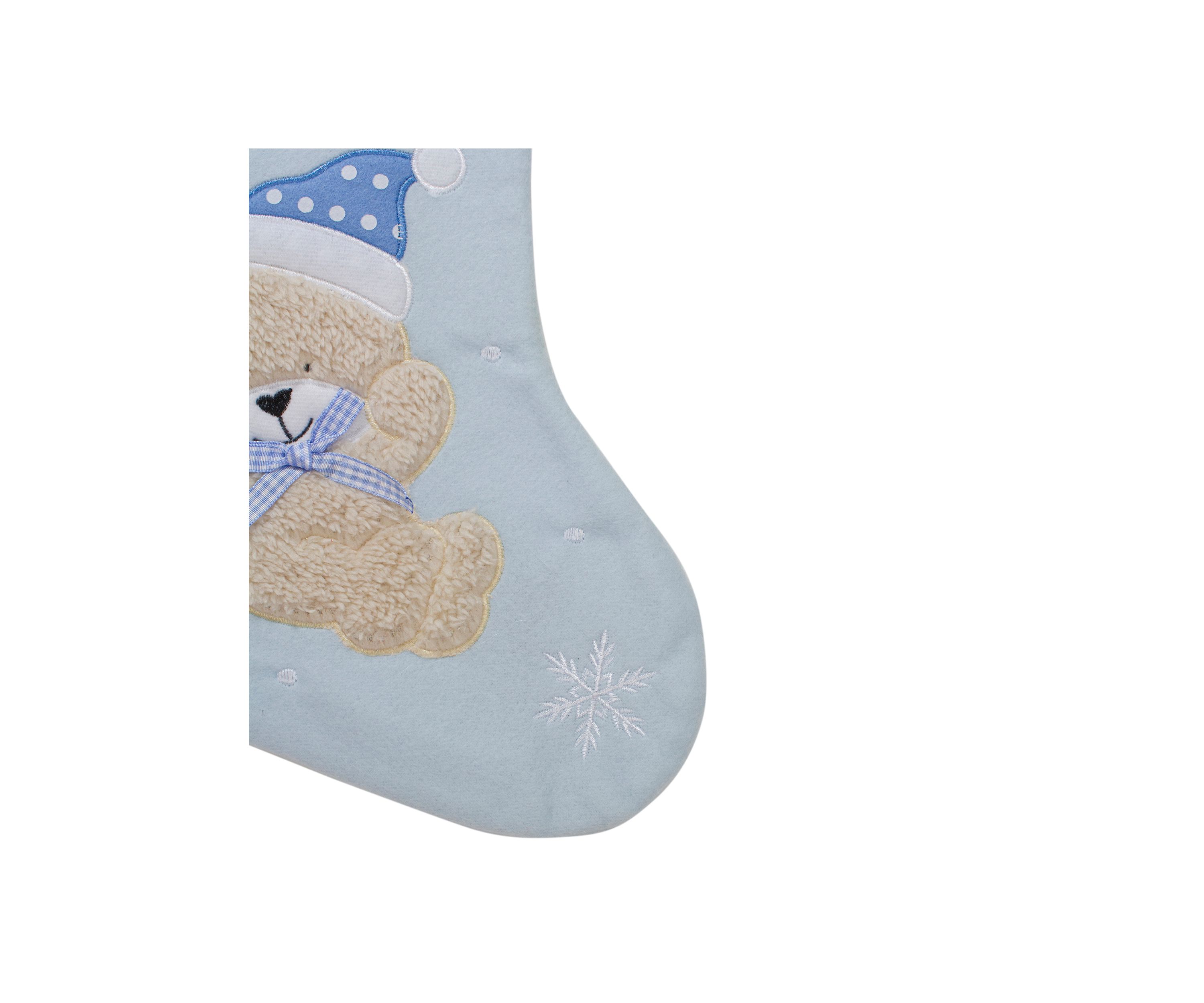 19Inch Blue and White Babys 1st Christmas Embroidered Teddy Bear Christmas Stocking