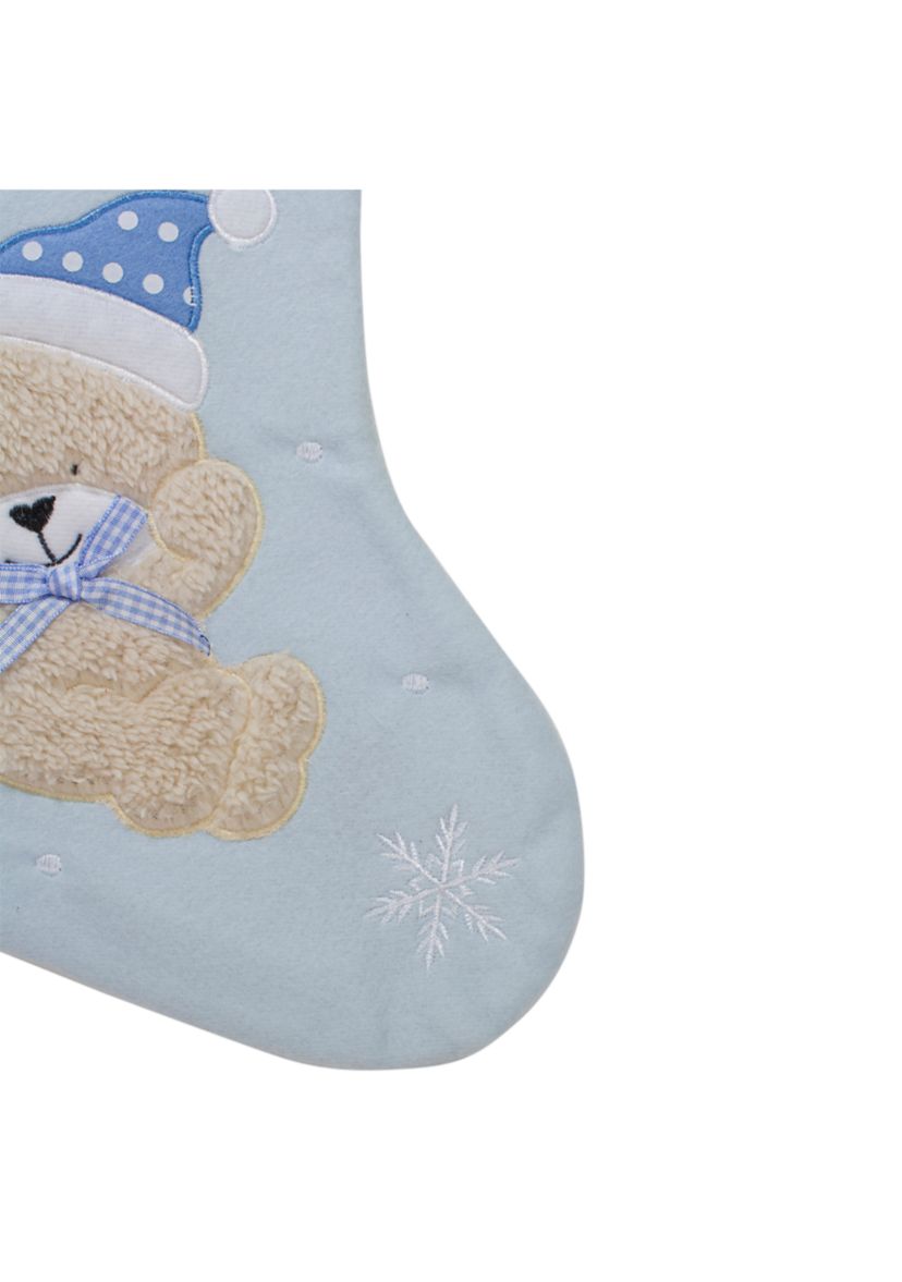 19Inch Blue and White Babys 1st Christmas Embroidered Teddy Bear Christmas Stocking