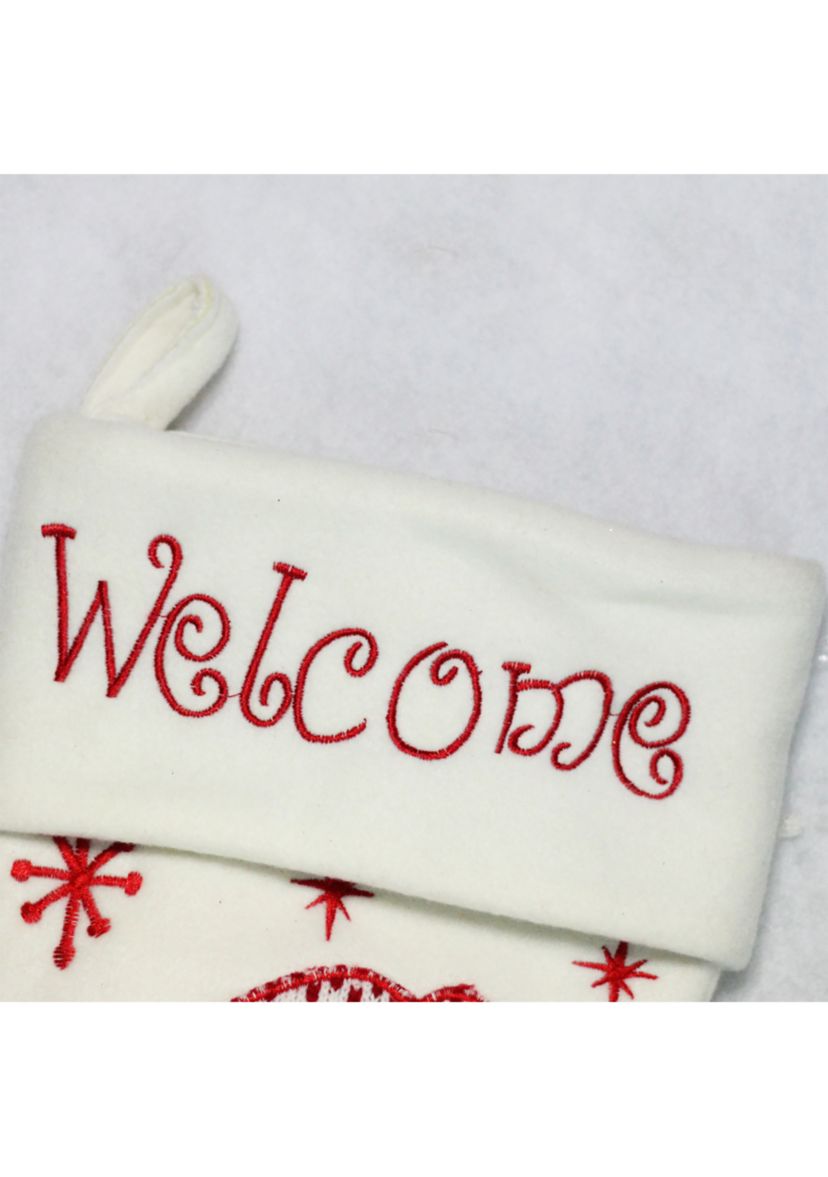 15.75Inch Red and White Welcome Snowman Embroidered Christmas Stocking