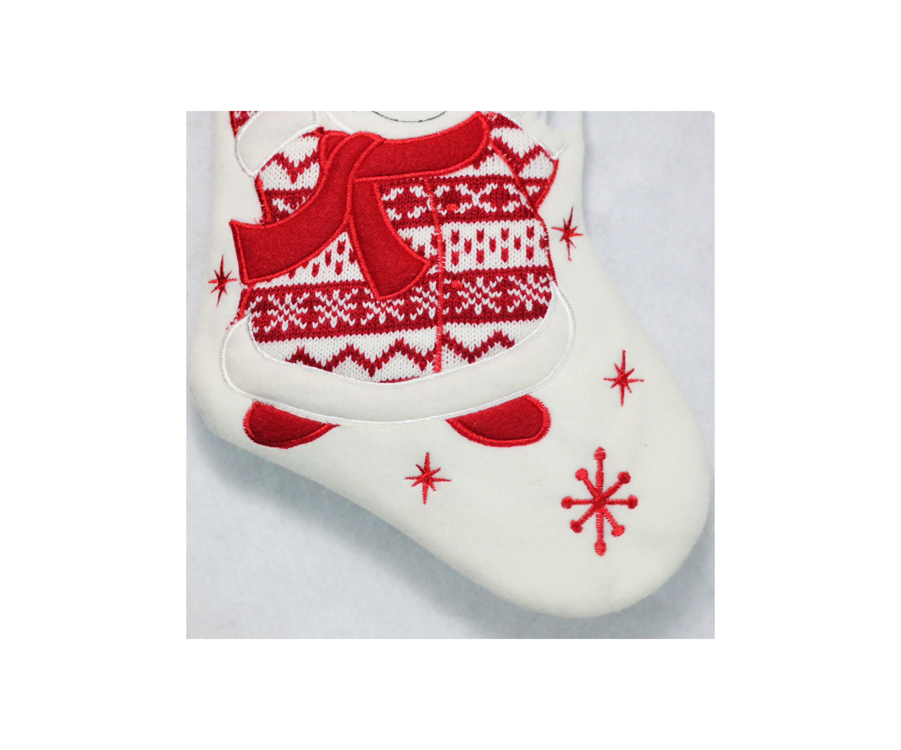 15.75Inch Red and White Welcome Snowman Embroidered Christmas Stocking