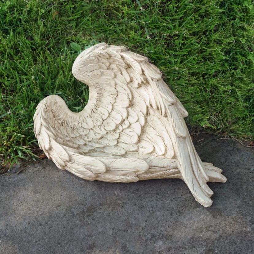 10.75" Weathered Angel Wings Outdoor Garden Statue