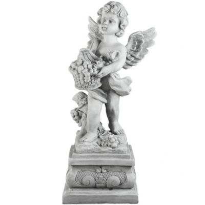 Northlight 28.75"" Cherub Angel Standing On Pedestal Outdoor Garden Statue
