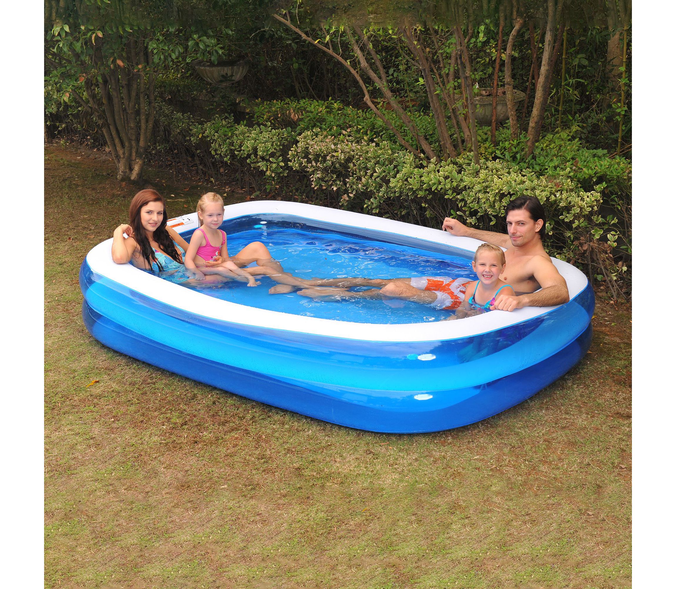 6.5 Blue and White Inflatable Rectangular Swimming Pool