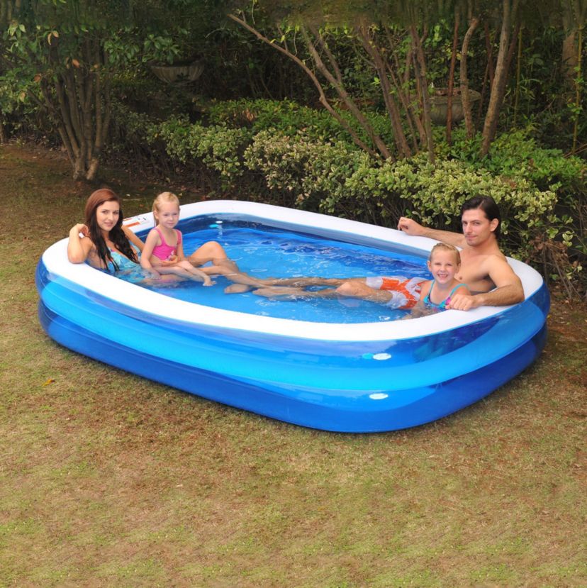 6.5 Blue and White Inflatable Rectangular Swimming Pool