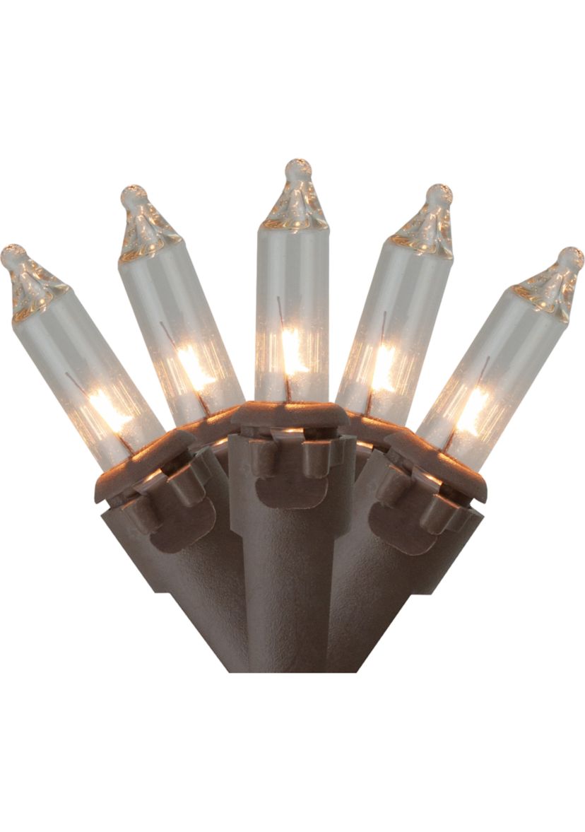 100-Count Clear Mini Christmas Light Set  20.25ft Brown Wire