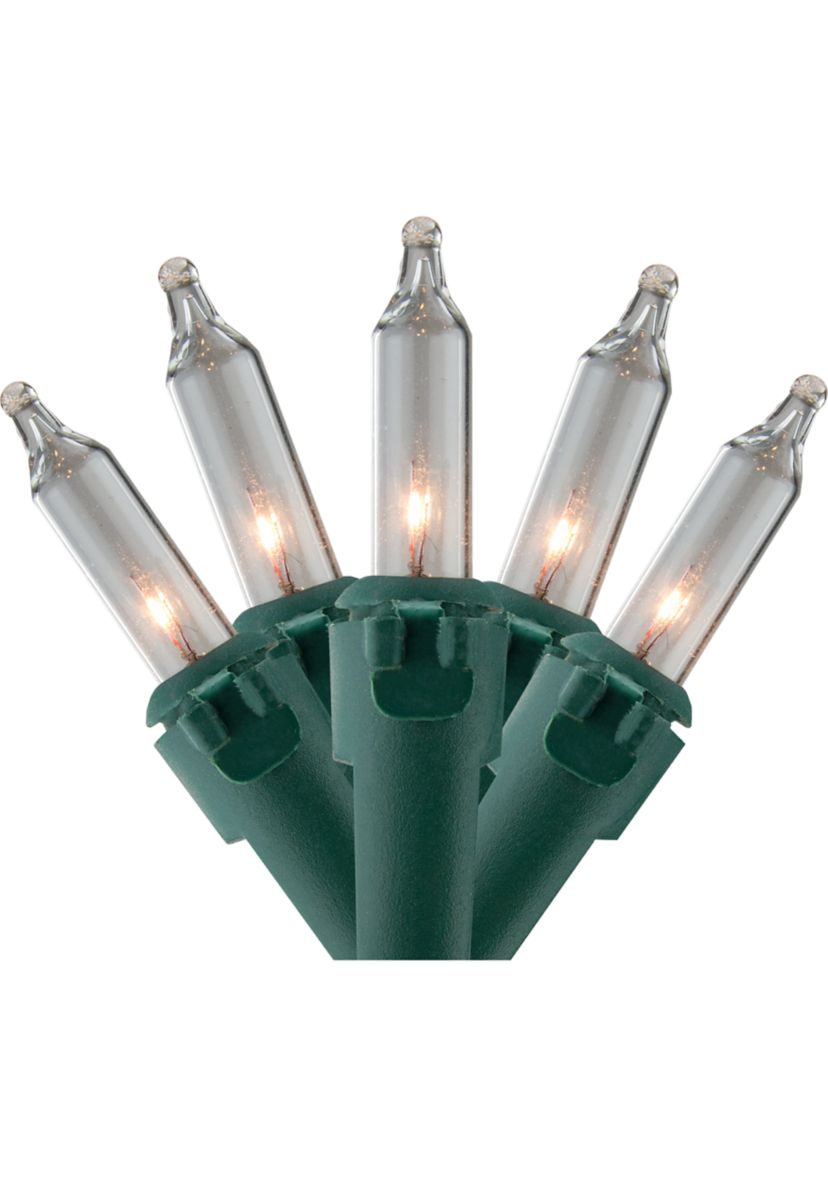 100-Count Clear Mini Christmas Light Set  20.25ft Green Wire