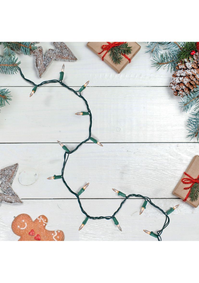 100-Count Clear Mini Christmas Light Set  20.25ft Green Wire