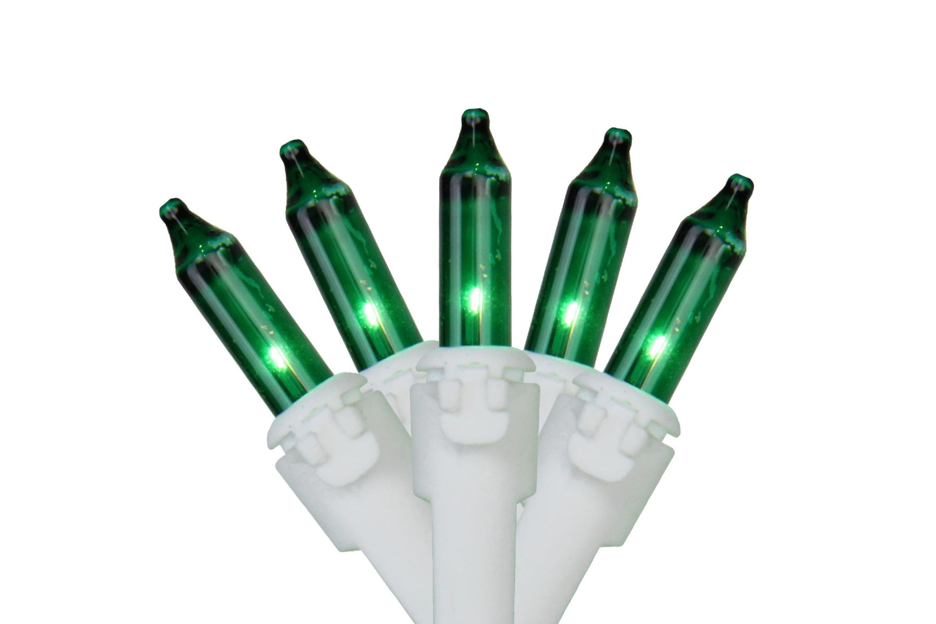 100-Count Green Mini Christmas Light Set  20.25ft White Wire