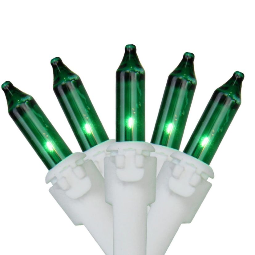 100-Count Green Mini Christmas Light Set  20.25ft White Wire